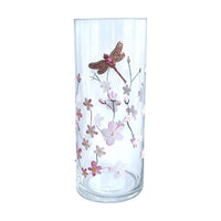 STRAITS Pink Floral Dragonfly Cylinder Vase 25cm