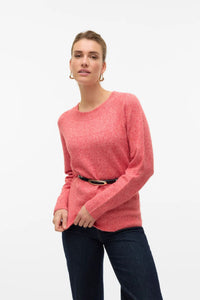 VERO MODA Doffy Round Neck Knitted Pullover - Red