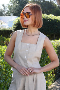 RANT & RAVE Edlyn Striped Waistcoat - Sand