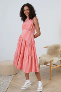 RELAX & RENEW Effie Dress - Coral Stripe