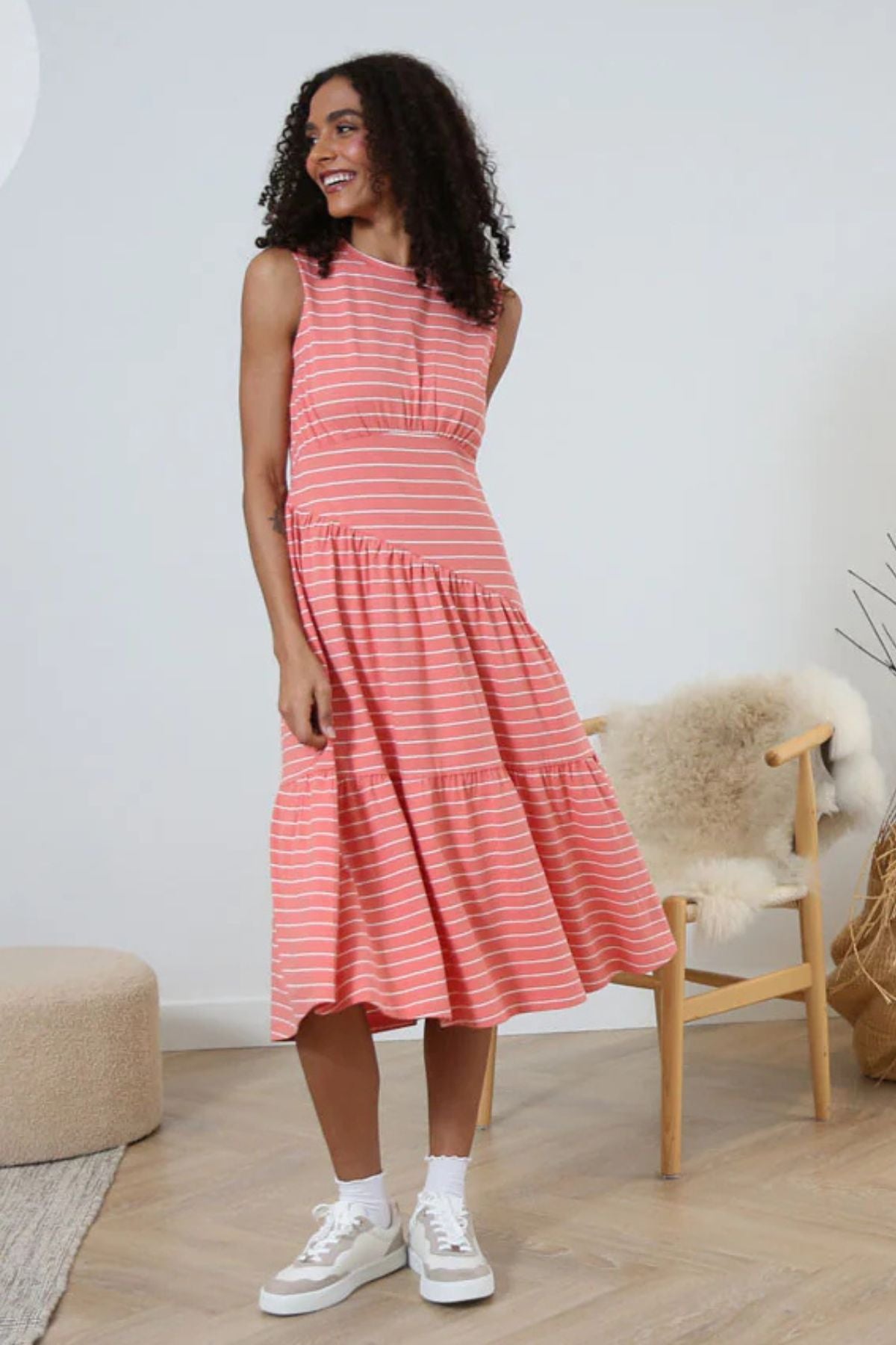 RELAX & RENEW Effie Dress - Coral Stripe