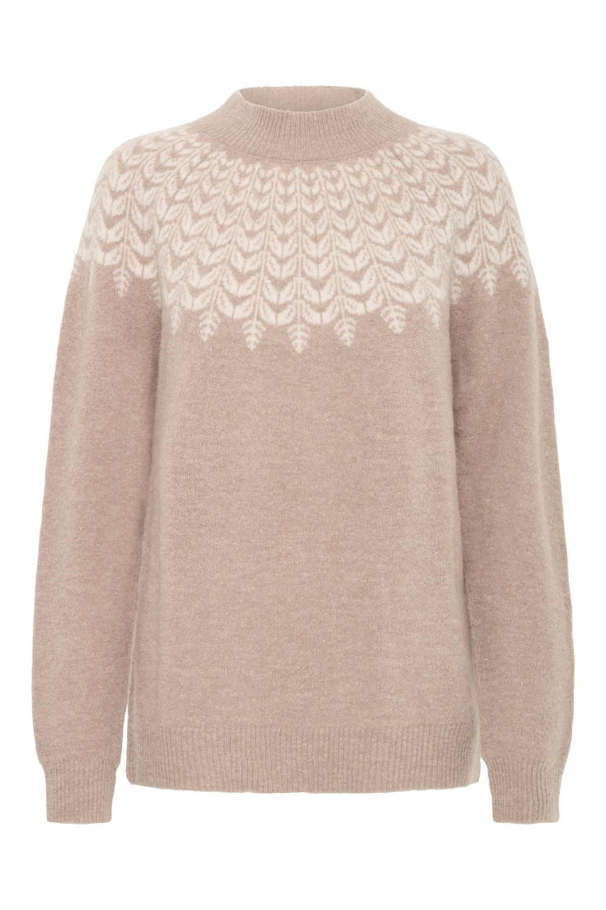 FRANSA Isabella High Neck Jumper - Taupe