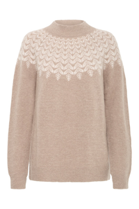 FRANSA Isabella High Neck Jumper - Taupe