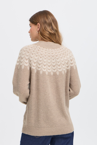 FRANSA Isabella High Neck Jumper - Taupe