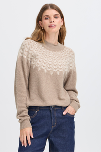 FRANSA Isabella High Neck Jumper - Taupe