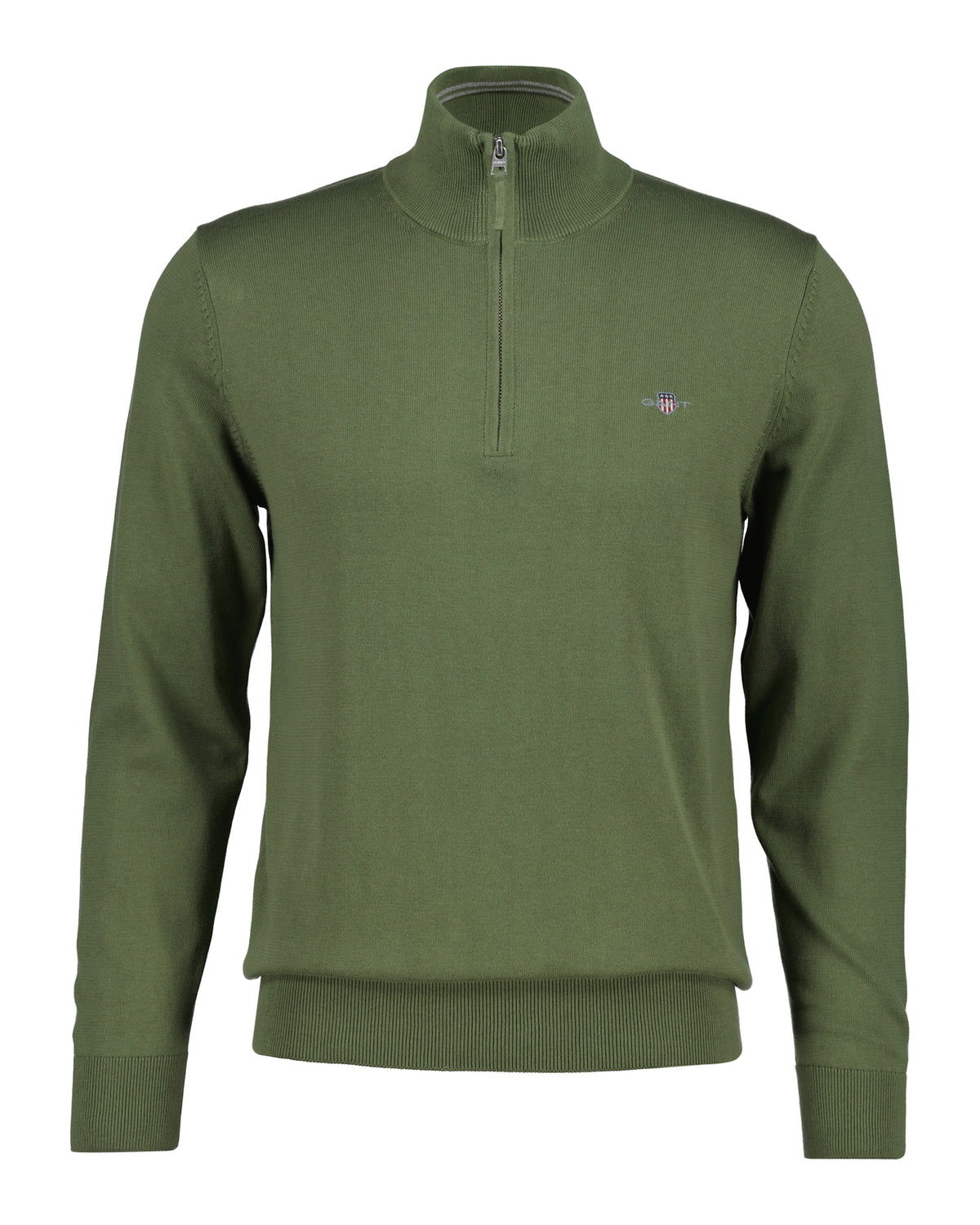 GANT Classic Cotton Half-Zip Sweater - Herb Green