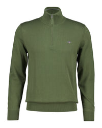 GANT Classic Cotton Half-Zip Sweater - Herb Green
