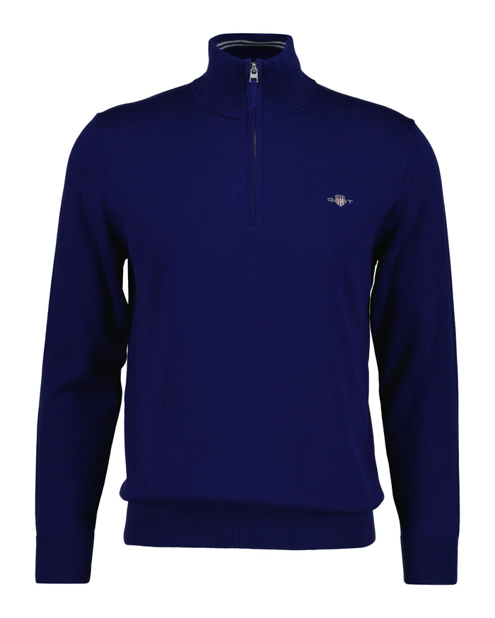 GANT Classic Cotton Half-Zip Sweater - Rich Navy