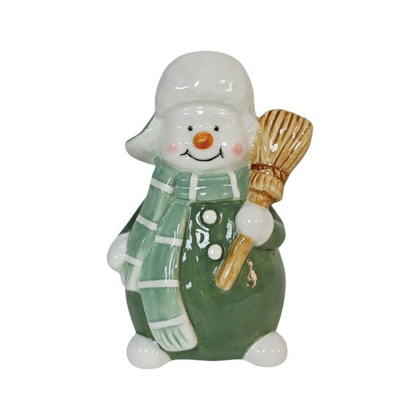 STRAITS Green Snowman with Broom - 9x14cm