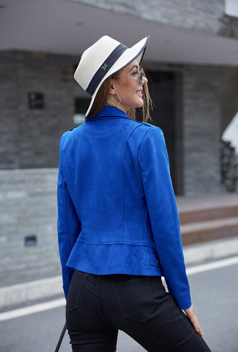 COPE CLOTHING : Suedette Jacket - Royal Blue