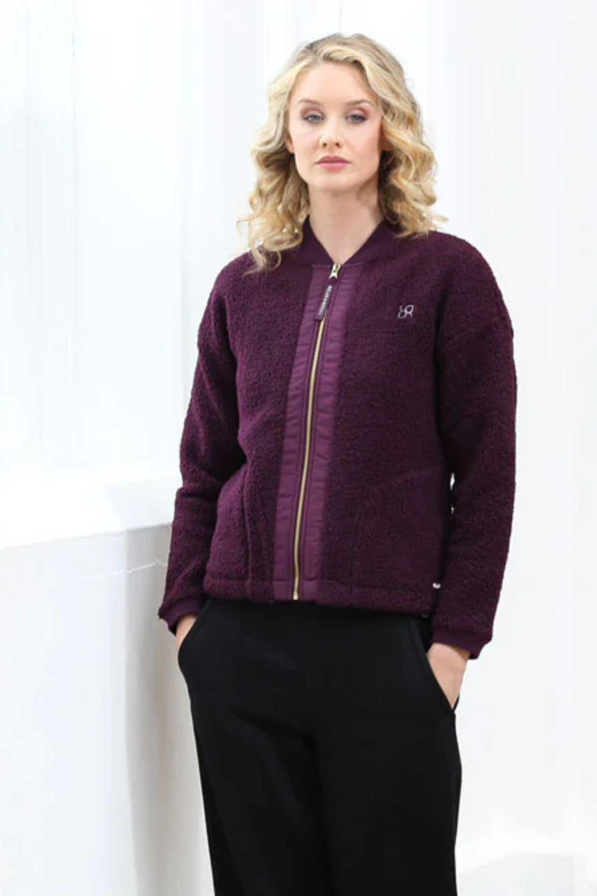 RELAX & RENEW Heidi Fleece Bomber Jacket - Plum