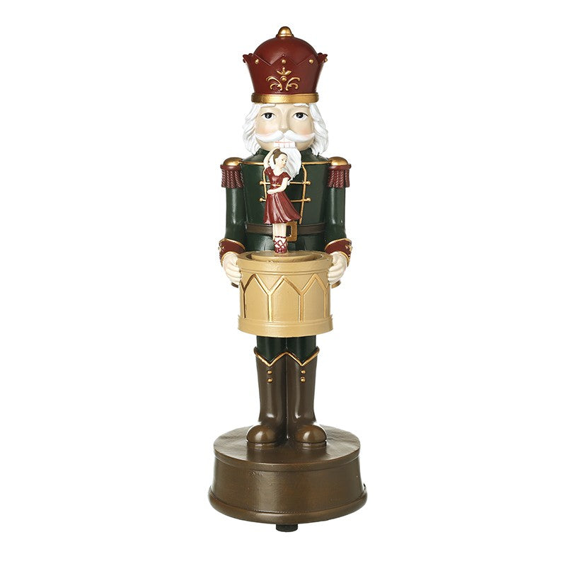 HEAVEN SENDS Nutcracker Green & Red Resin Soldier Music Spinner 32cm