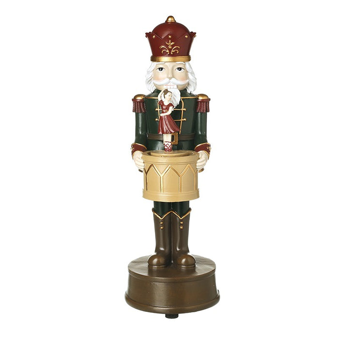 HEAVEN SENDS Nutcracker Green & Red Resin Soldier Music Spinner 32cm