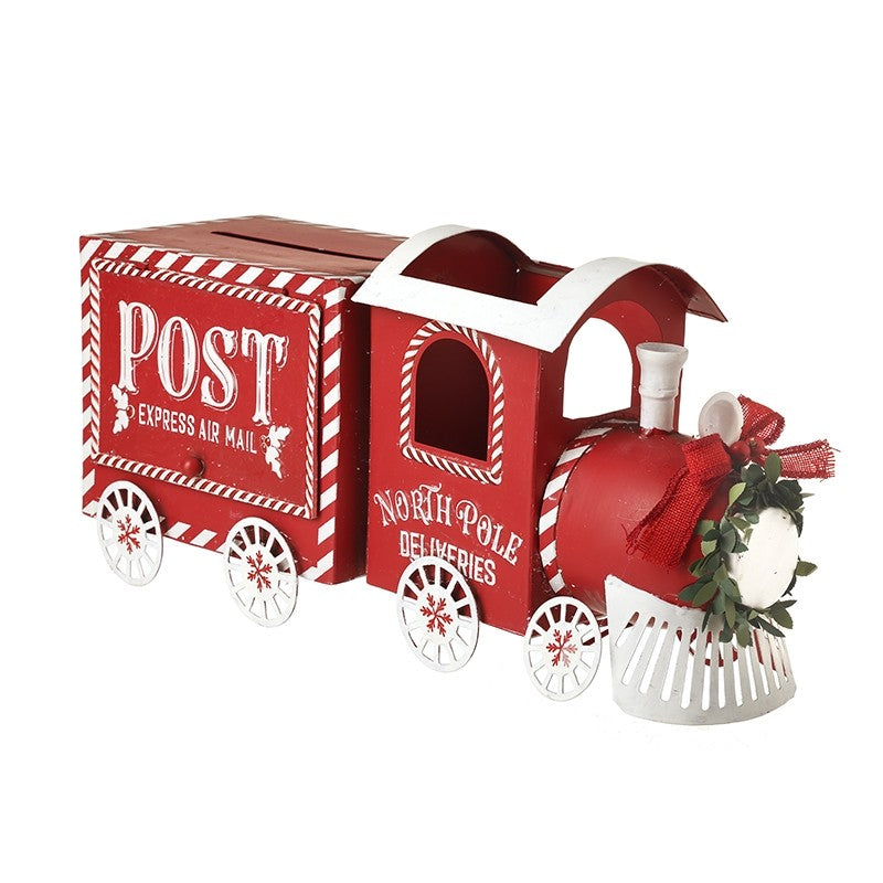 HEAVEN SENDS Red Metal North Pole Post Train 46x22cm