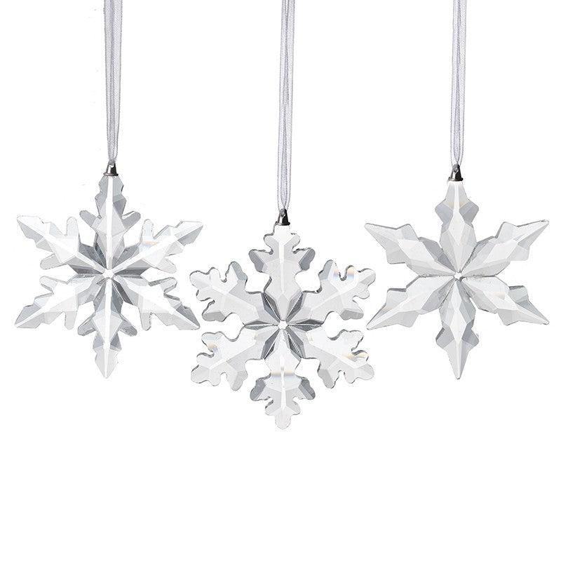 HEAVEN SENDS Set Of 3 Glass Snowflake Hanging Decorations 7.5cm