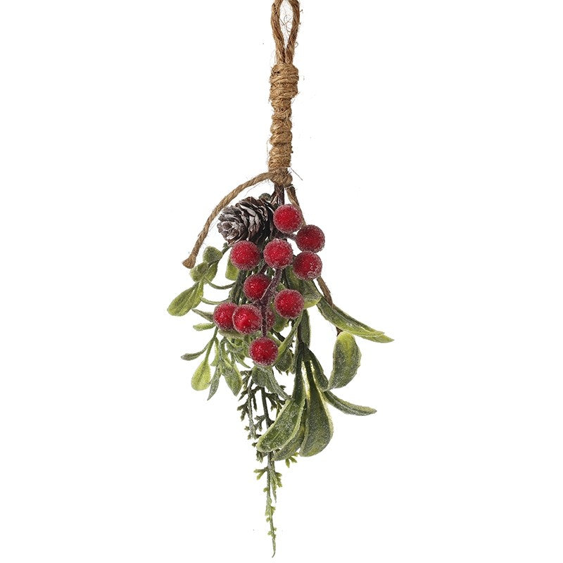 HEAVEN SENDS Red and Green Berry & Leaves Hanging Decor