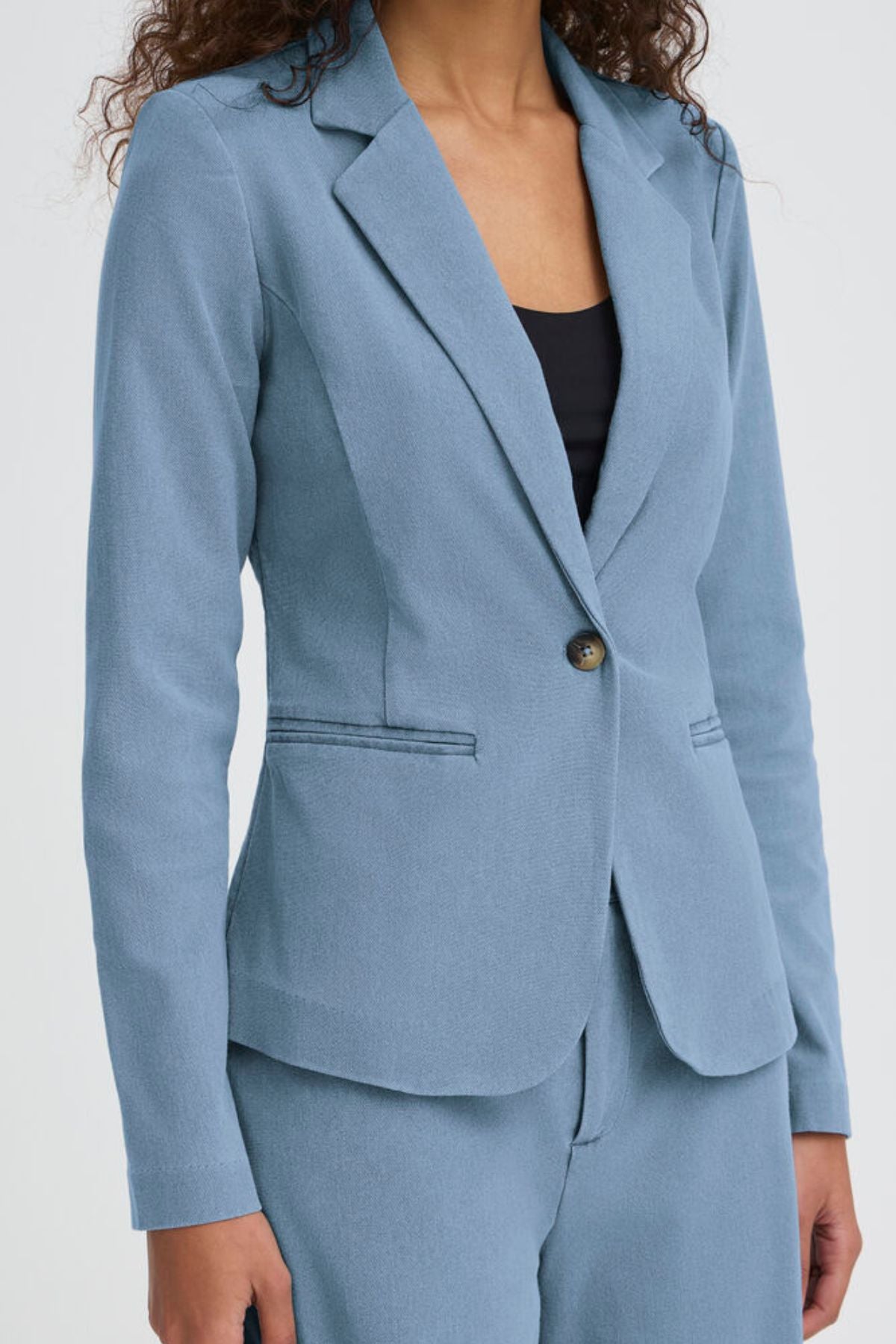 ICHI Kate Denim Blazer - Light Blue