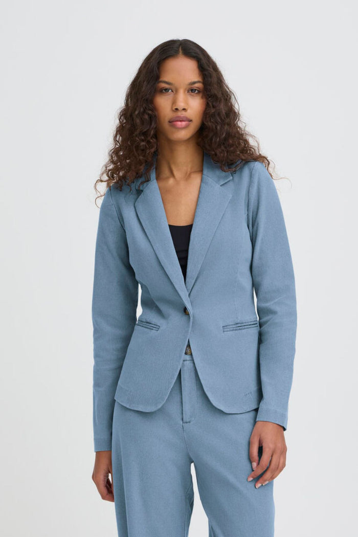 ICHI Kate Denim Blazer - Light Blue