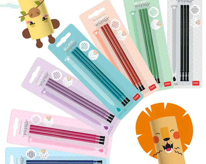 LEGAMI Set of 3 Refills for Erasable Pens - 8 Colours Available