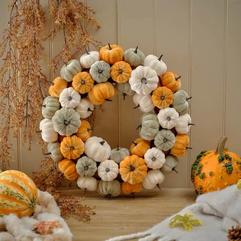 LANGS Harvest Pumpkin Velvet Wreath 45cm