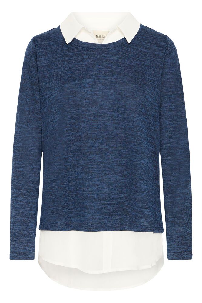 FRANSA Emmie Shirt Collar Pullover - Navy