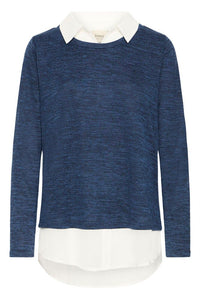 FRANSA Emmie Shirt Collar Pullover - Navy