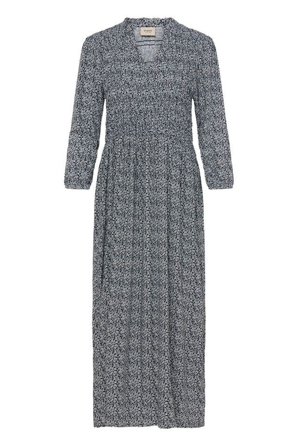 FRANSA Flowy Tiny Petal Print Dress - Navy