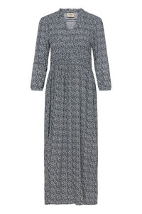 FRANSA Flowy Tiny Petal Print Dress - Navy