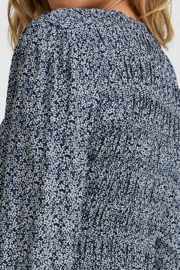 FRANSA Flowy Tiny Petal Print Dress - Navy