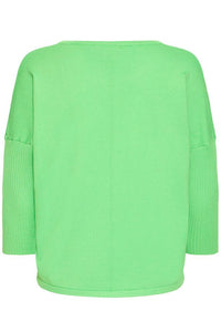 ICHI Luls Boxy 1/2 Sleeve Pullover - Green
