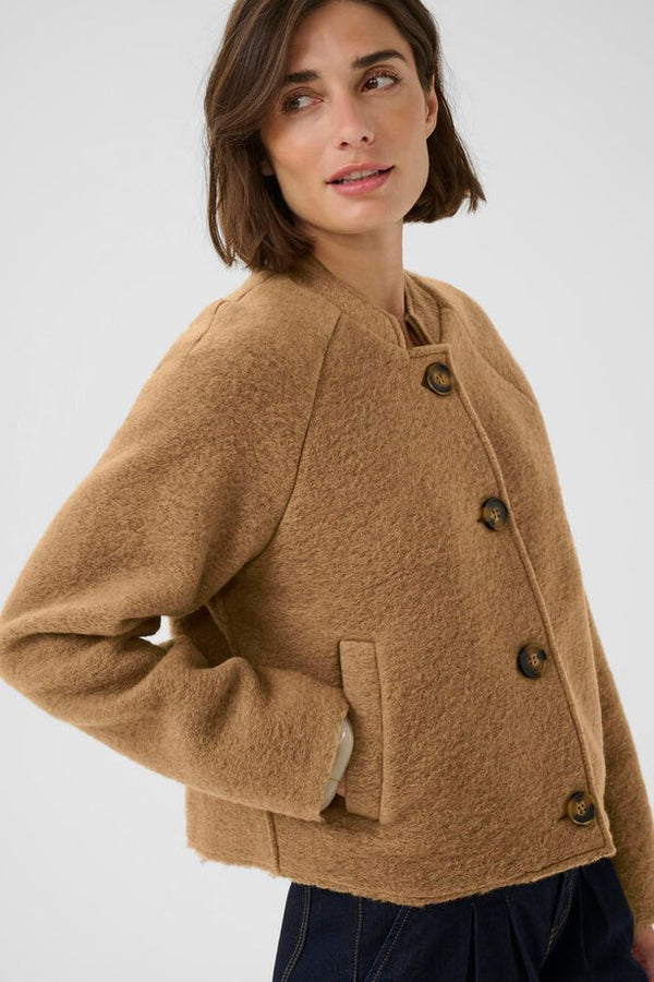 CULTURE Ginny Birgith Wool Short Jacket - Brown