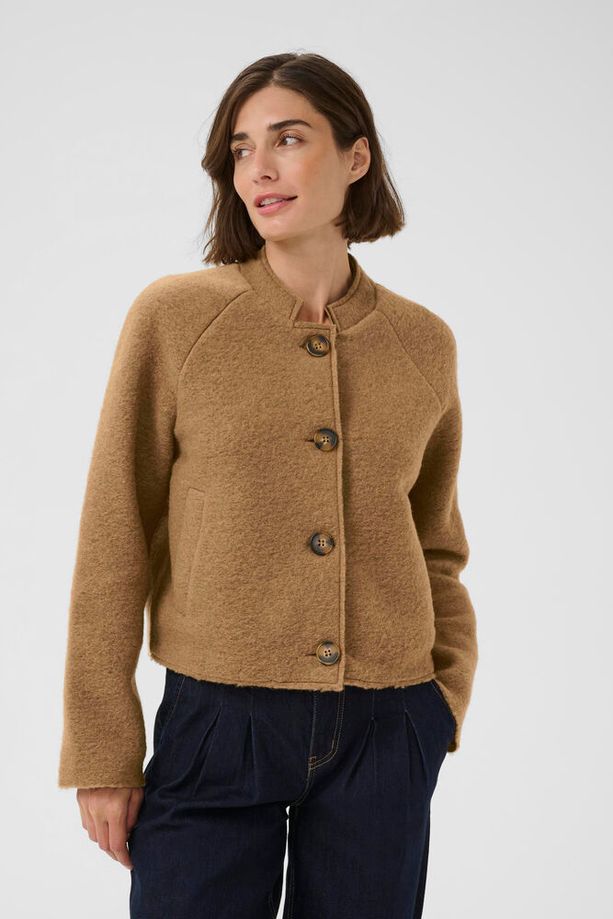 CULTURE Ginny Birgith Wool Short Jacket - Brown