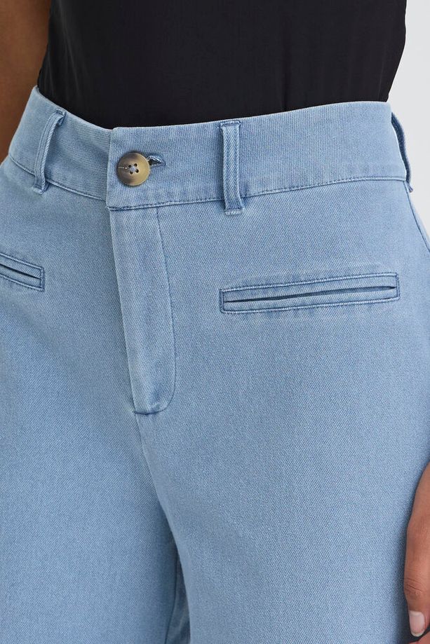 ICHI Kate Wide Leg Denim Trousers - Light Denim