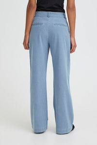 ICHI Kate Wide Leg Denim Trousers - Light Denim