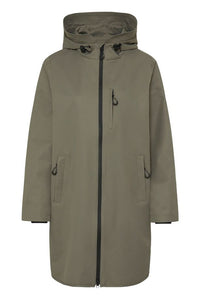 FRANSA Shelly Long Rain Jacket - Olive Green