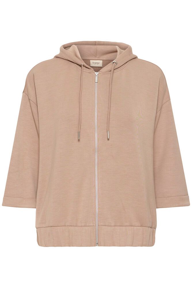 FRANSA Aurora Full Zip Hooded Top - Taupe