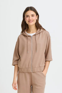 FRANSA Aurora Full Zip Hooded Top - Taupe
