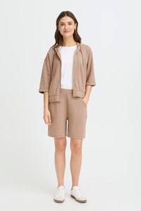 FRANSA Aurora Full Zip Hooded Top - Taupe