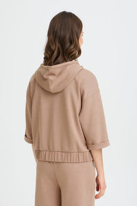 FRANSA Aurora Full Zip Hooded Top - Taupe