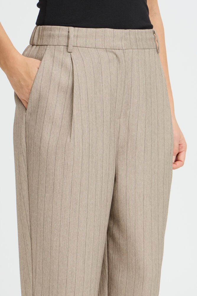 FRANSA Alex Carrot Leg Striped Pants - Taupe