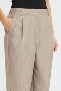 FRANSA Alex Carrot Leg Striped Pants - Taupe
