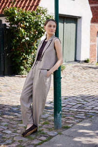 FRANSA Alex Striped Waistcoat - Taupe