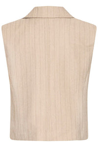 FRANSA Alex Striped Waistcoat - Taupe