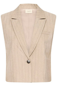 FRANSA Alex Striped Waistcoat - Taupe
