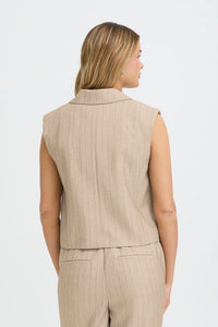 FRANSA Alex Striped Waistcoat - Taupe