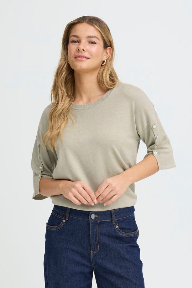 FRANSA Besmock 1/2 Sleeve Jumper - Sage