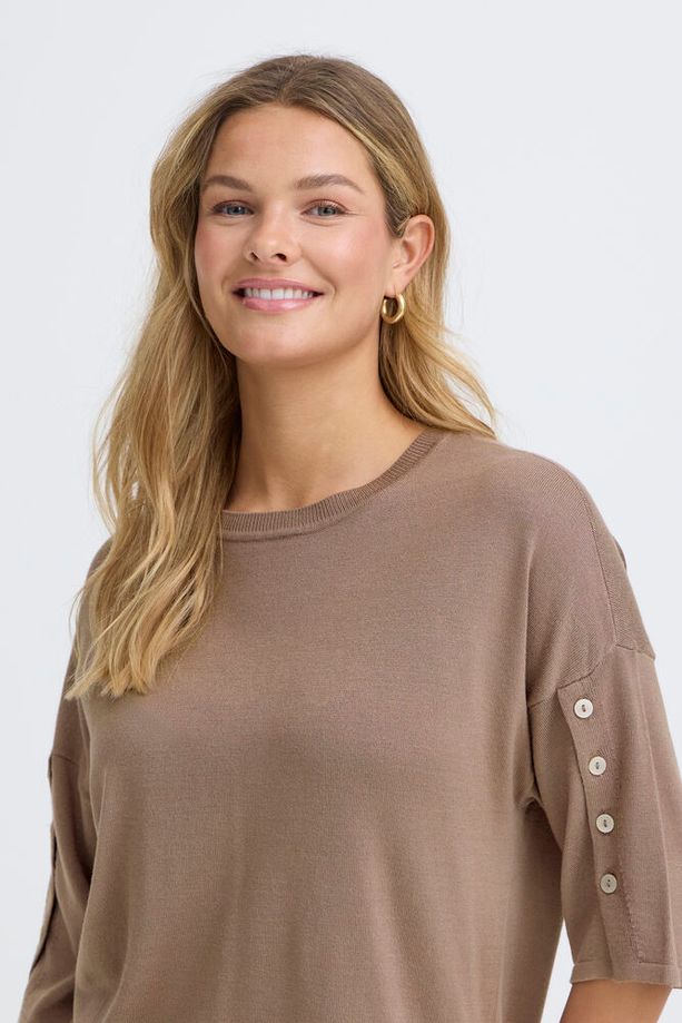 FRANSA Besmock 1/2 Sleeve Jumper - Taupe