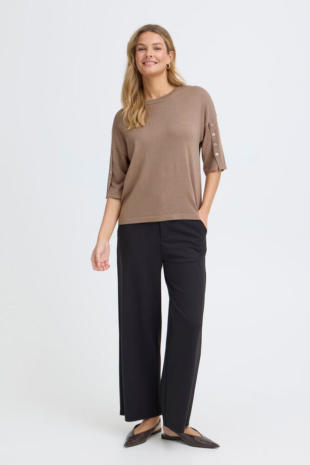 FRANSA Besmock 1/2 Sleeve Jumper - Taupe