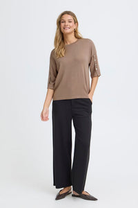 FRANSA Besmock 1/2 Sleeve Jumper - Taupe