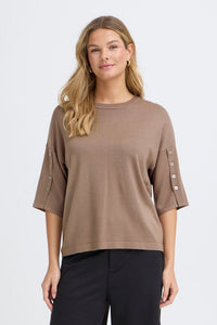 FRANSA Besmock 1/2 Sleeve Jumper - Taupe